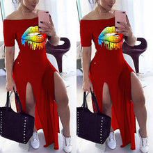 Load image into Gallery viewer, Sexy Lip Print Maxi Dress